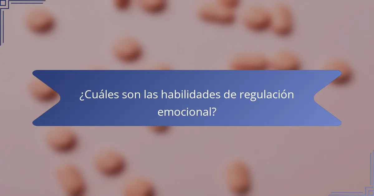 ¿Cuáles son las habilidades de regulación emocional?