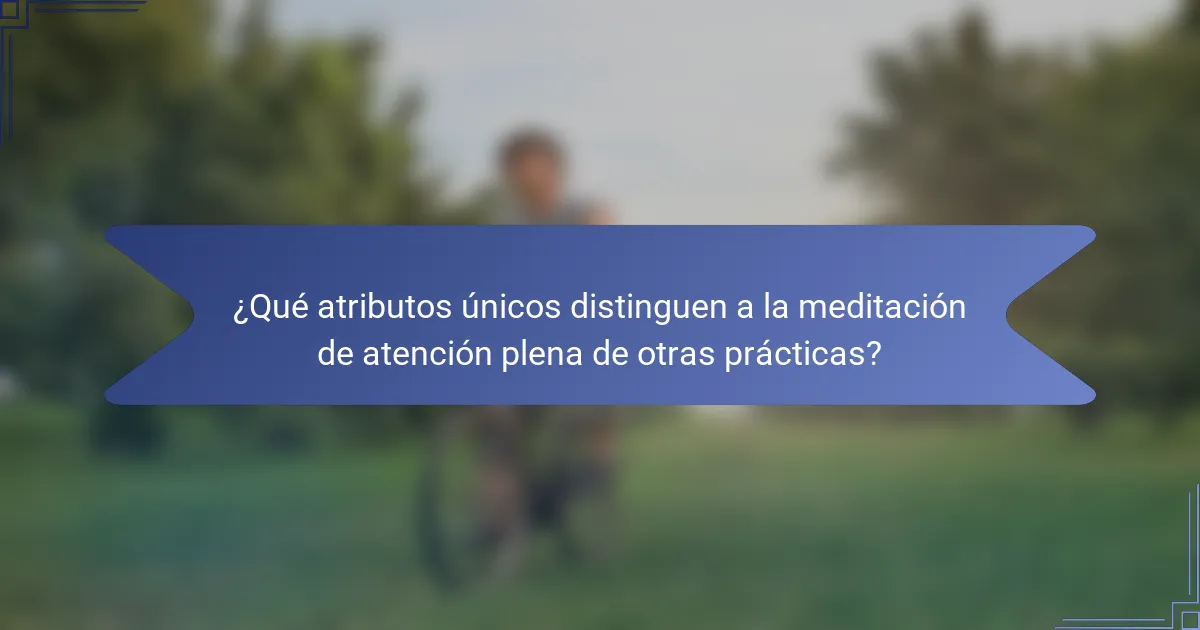 ¿Qué atributos únicos distinguen a la meditación de atención plena de otras prácticas?