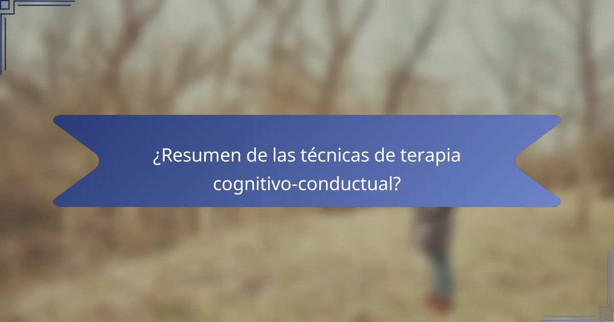 ¿Resumen de las técnicas de terapia cognitivo-conductual?